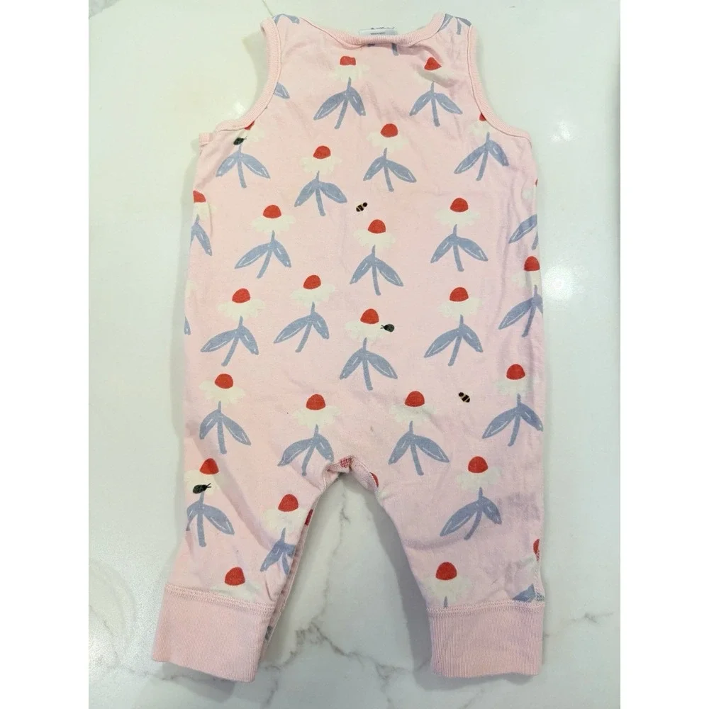 Hanna Andersson Lot Of 2 One Piece Pajama Dungarees 3-6 Months Sheep Daisies